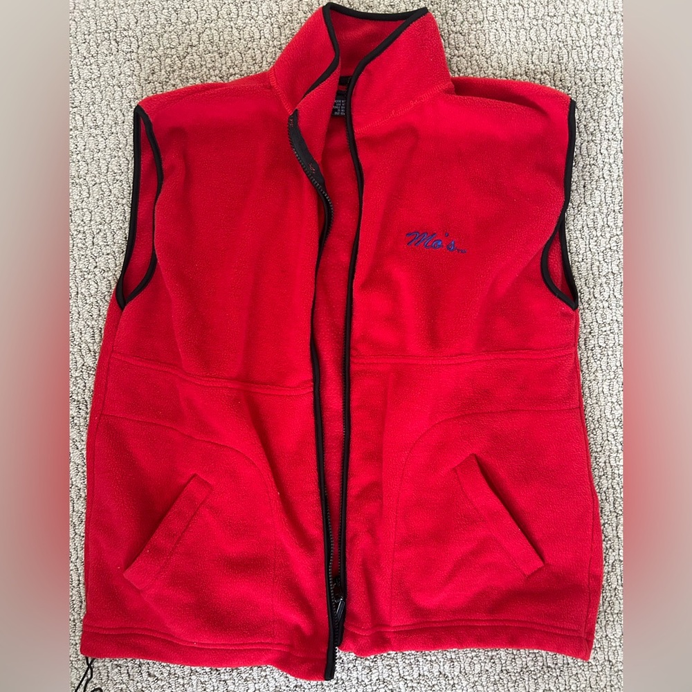 Red Fleece Vest with Embroidered Logo